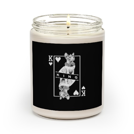 Sphynx Cat Lover King Of Hearts Funny Pop Art Scented Candles