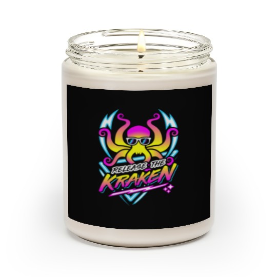 Release The Kraken Retro Neon Synthwave 80s 90s Scented Candles