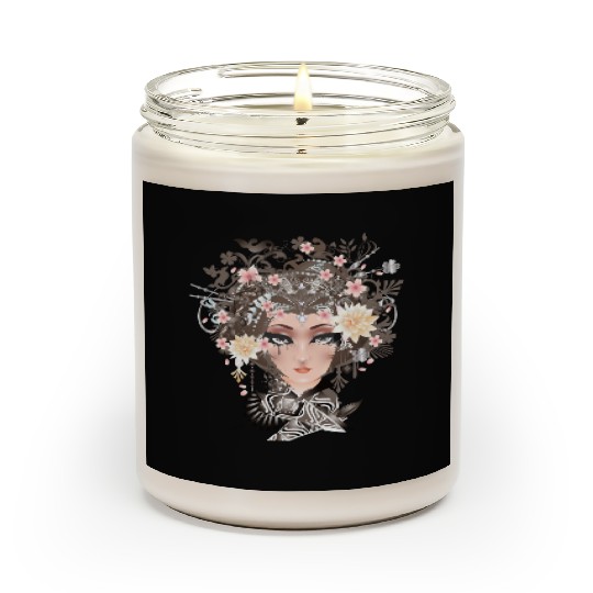 Portrait of a young woman with flowers in her hair Scented Candles
