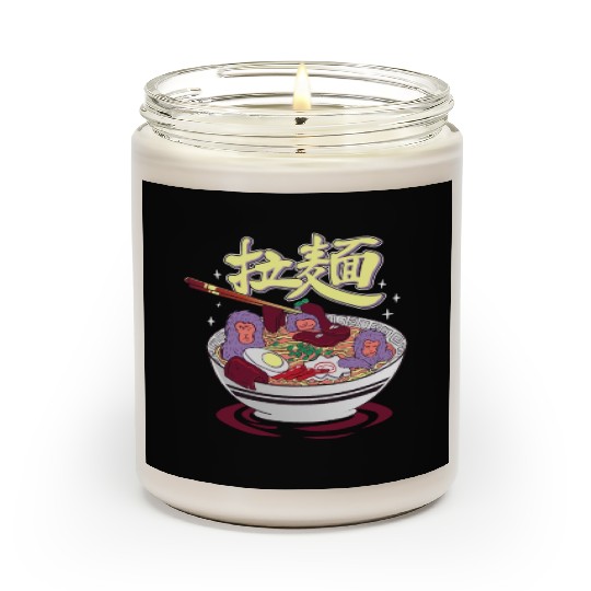 Japanese monkeys in a ramen hot spring Scented Candles
