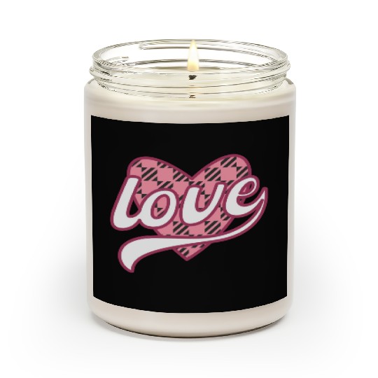 Buffalo Plaid Heart Love Valentine days travel Scented Candles