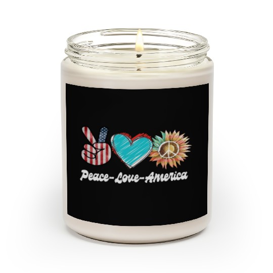 Peace Love America US Flag Fourth Womens JULY 4TH Scented Candles