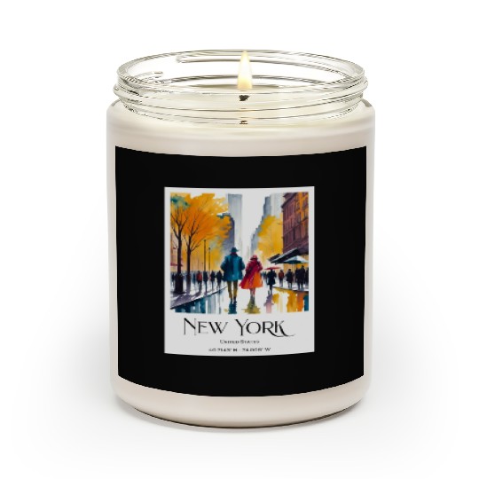 Couple walking in the streets of New York City Scented Candles