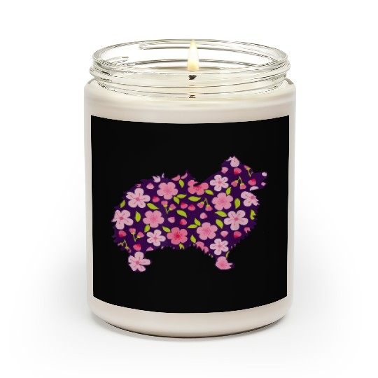 Pomeranian Dogs Flower Pattern Pomeranians Lover Scented Candles