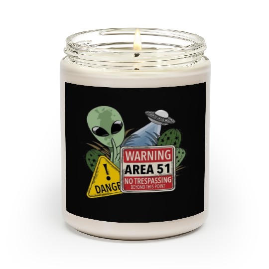 Warning Area 51 No Trespassing Beyond This Point Scented Candles