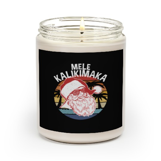Mele Kalikimaka Hipster Santa Palm Trees Scented Candles