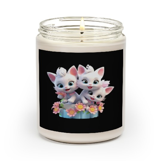 Cute Kittens 3D Ai Art Scented Candles