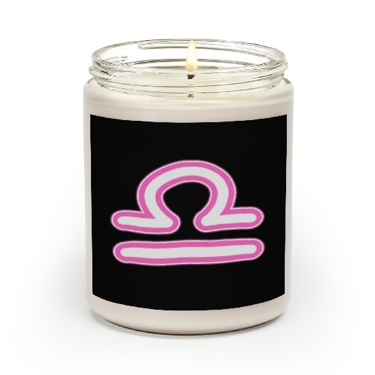 Libra Zodiac Sign Neon Pink Scented Candles