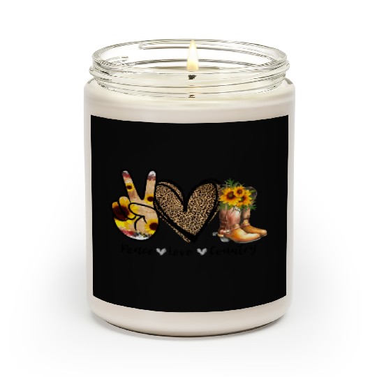 Sunflower Peace Love Country Cowgirl Midwest Boot Scented Candles