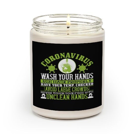 Coronavirus Wash Your Hands Use travel Scented Candles