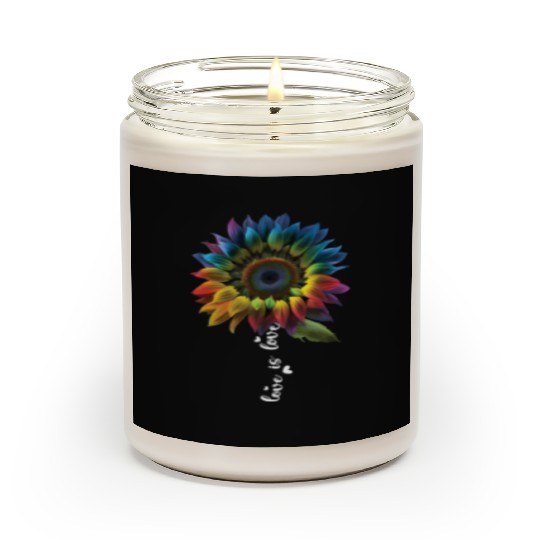 Rainbow Sunflower Love Is Love LGBT Gay Lesbian Scented Candles