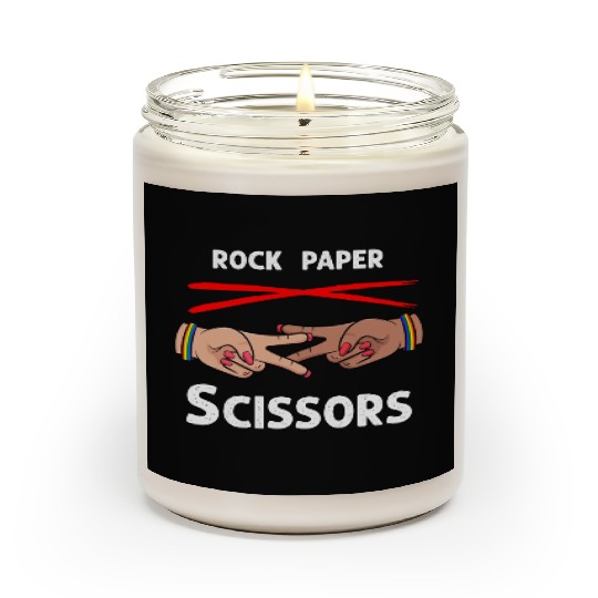 Rock Paper Scissors Funny Lesbian Pride LGBT Scented Candles