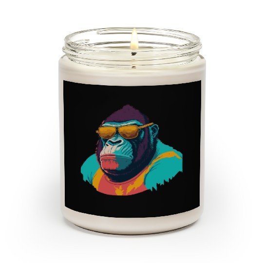 Cool Gorilla with trendy sunglasses illustration Scented Candles