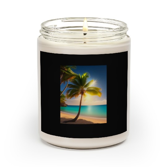 the Palm tree with sun shine logo design Scented Candles