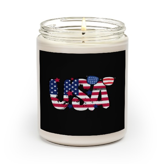 USA Flag Patriotic 4th of July America day of Scented Candles