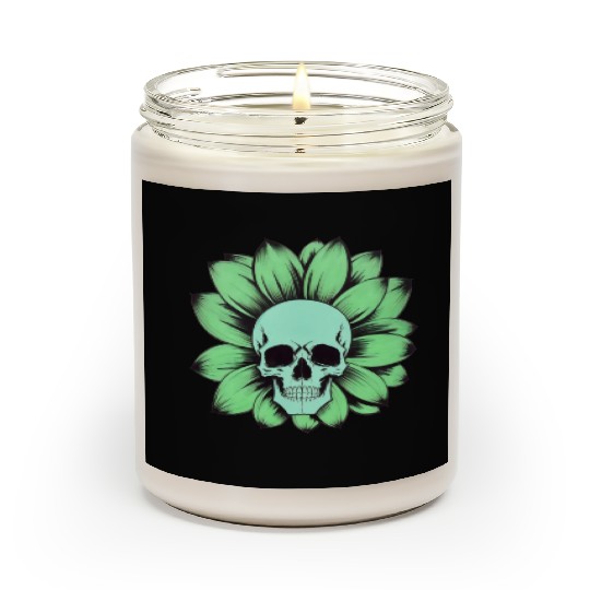Green Toxic Sunflower Skull Vintage Style Scented Candles