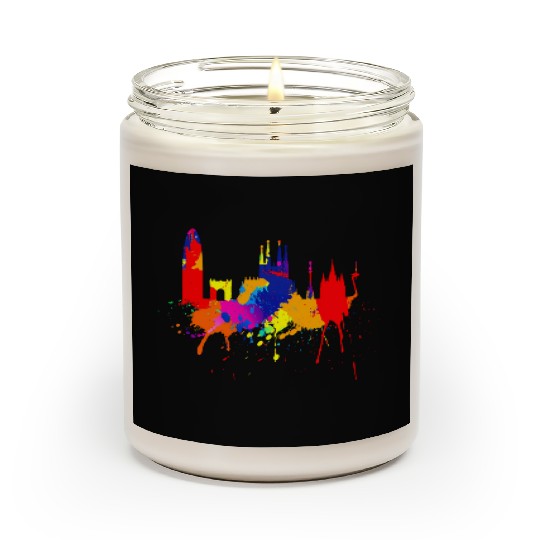 Barcelona Skyline Spain Colored Painting Love Barc Scented Candles