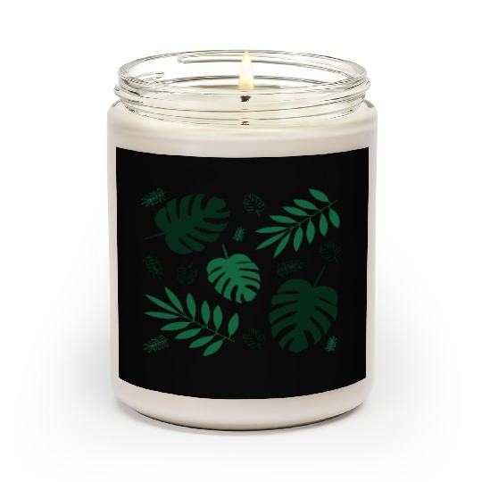 Green Palm Leaves And Tropical Green Monstera Scented Candles