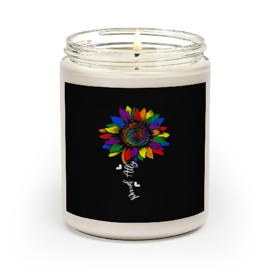 Proud Ally Rainbow Sunflower Lgbt Gay Lesbian Scented Candles