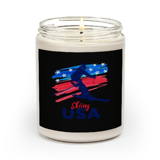 Skiing Usa Support The Team Usa Flag Ski Winter Scented Candles