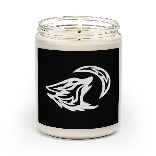 Tribal White Howling Wolf Tattoo 70s Scented Candles