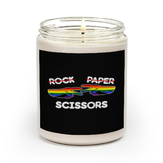 Rock Paper Scissors Funny Lesbian Pride LGBT Pun Scented Candles