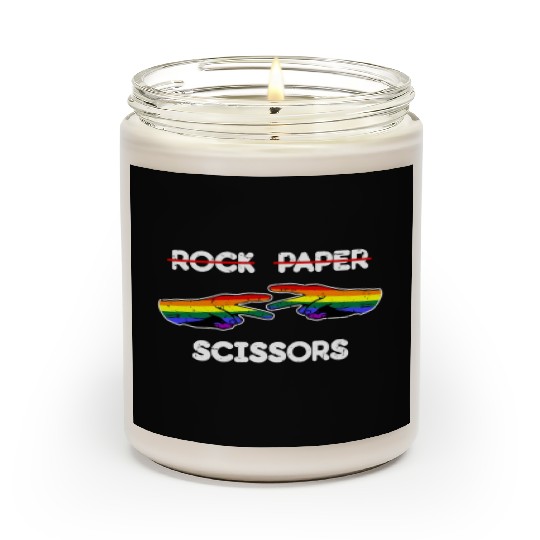Rock Paper Scissors Funny Lesbian Pride LGBT Cool Scented Candles