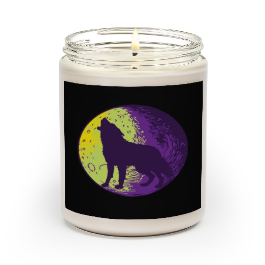 Howling wolf in the moon cool Scented Candles