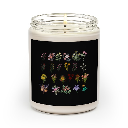 Retro Wildflowers Floral design Scented Candles