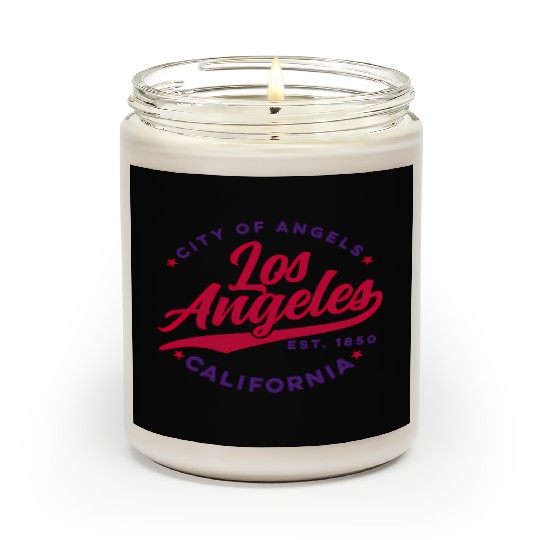 Los Angeles City Of Angels California Red Text Scented Candles