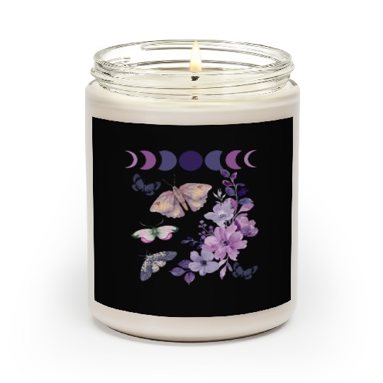 Violet Purple Moon Moth Flower Scented Candles