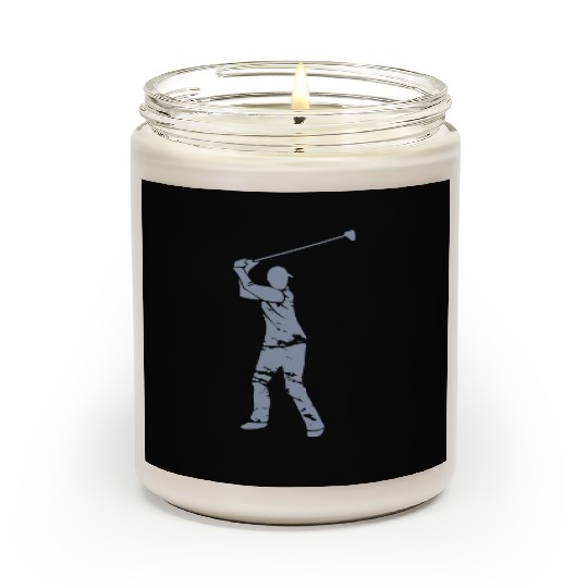 Golf Golfer Silhouette - White Grunge Design Scented Candles