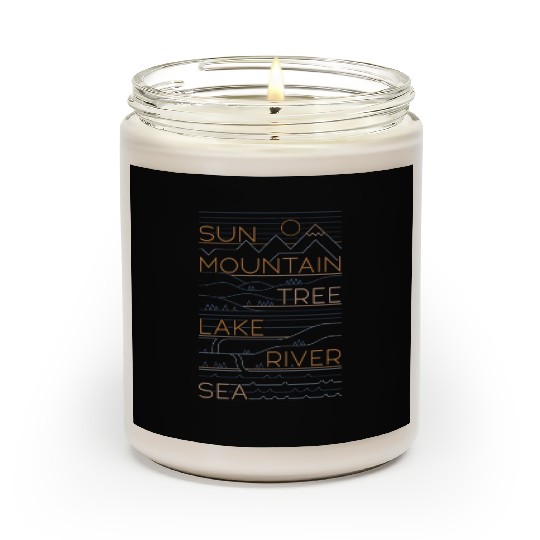 Sun Mountains Trees Lake Sea Love Scented Candles