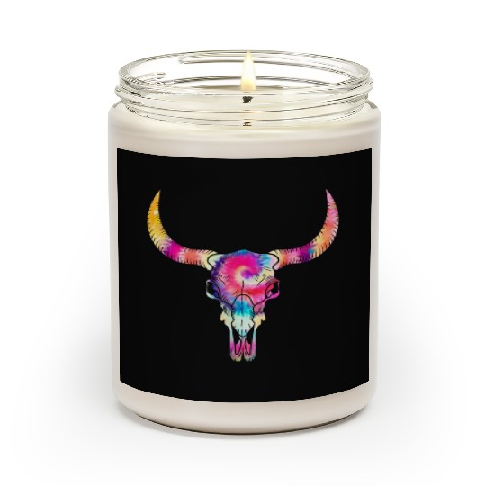 Cow Scented Candles, Cow Skull Tie Dye Watercolor Scented Candles, Cow