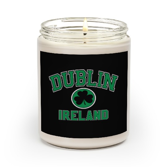 Dublin Varsity Style Shamrock Green Print Scented Candles
