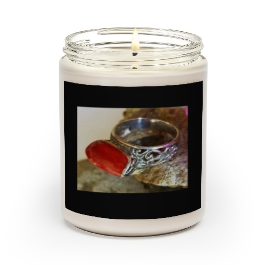 Red Coral sterling silver ring for women Scented Candles