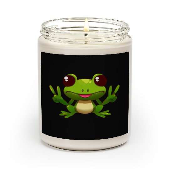 Peace frog frog with peace sign Scented Candles