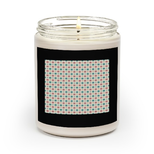 Retro Floral Pattern Yellow Teal Red Scented Candles