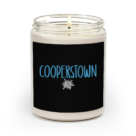 Cooperstown Ny Snowflake Drawing Light Blue Text Scented Candles