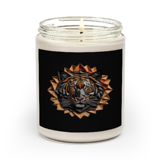 Exquisite Tiger Origami Mandala Art Scented Candles