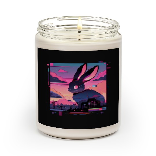 Synthwave Rabbit Cyber Bunny Retro Scented Candles