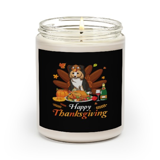 Cheerful Collie Turkey Costume Wine Pie Pumpkin Scented Candles