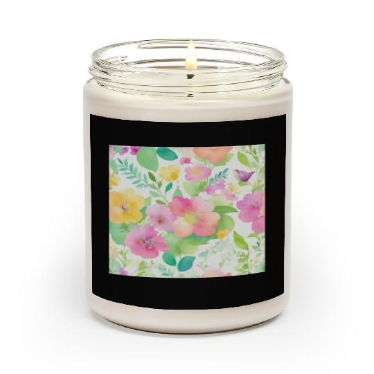 watercolor wildflower pattern Scented Candles