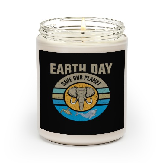 Earth Day Save Our Planet Conservation Design Scented Candles