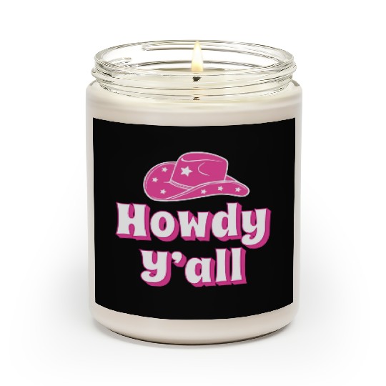 Howdy Y all Pink Cowboy Hat Scented Candles