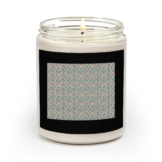Retro Checkered Pattern Yellow Teal Coral Scented Candles