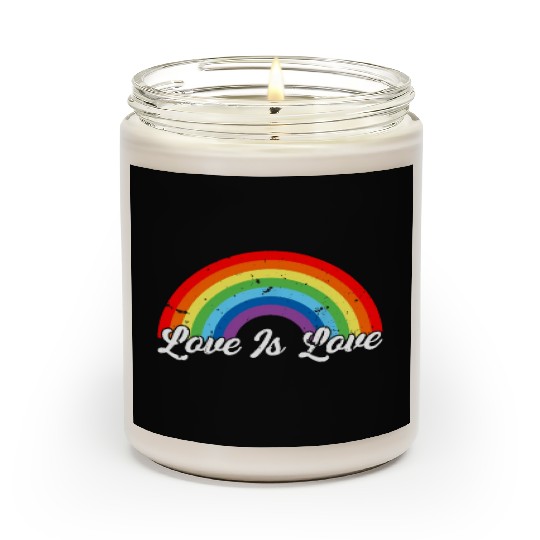 Gay Pride Vintage Rainbow LGBT Love Is Love Scented Candles