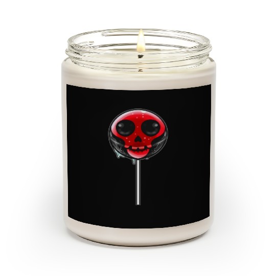 Red Skull Lollipop Trick Or Treat Halloween Scented Candles