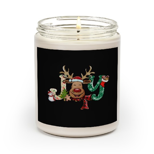 Xmas Christmas Joy Snowman Deer Santa Hat Scented Candles