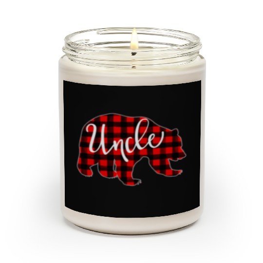 Red Plaid Uncle Bear Family Eve Buffalo Scented Candles